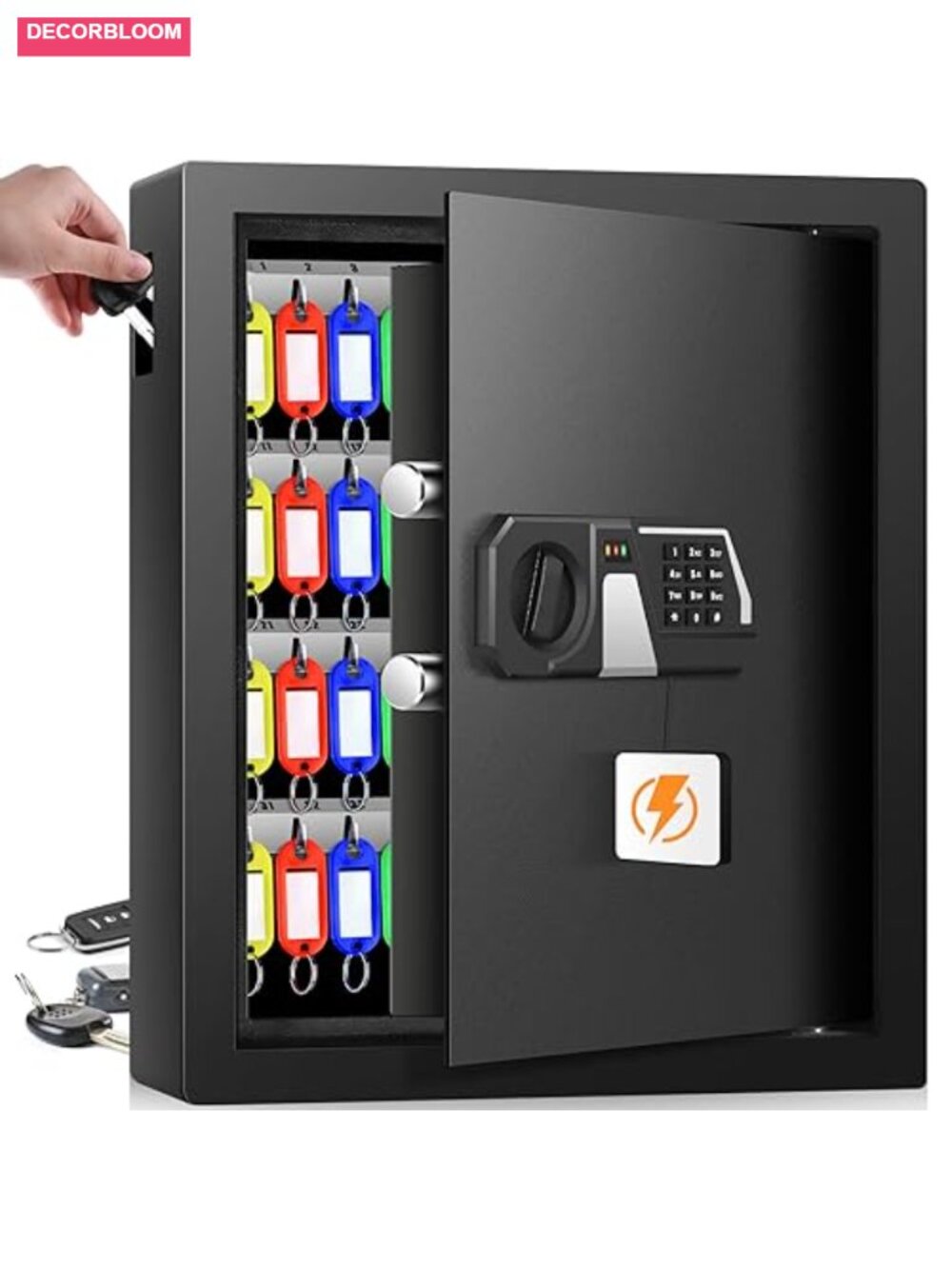 71 Key Heavy Duty Fireproof Key Lock Box Wall Mount with Code Hook Plates